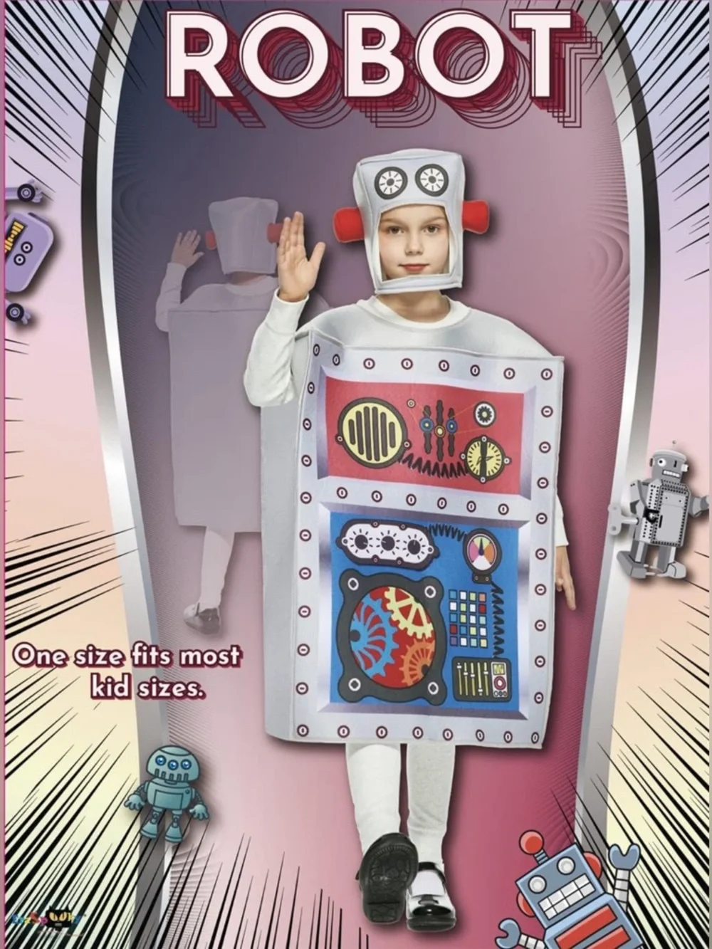 Unisex Kid's Sponge Robot Costume Tunic and Headpiece Set NIP One Size Fit Most